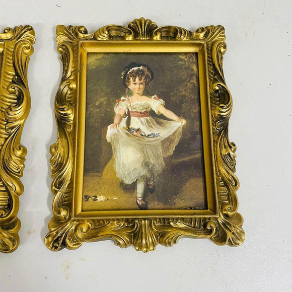 VTG Pair 2 Thomas Lawrence Framed Prints MISS MURRAY & MADAM LE BRUN Ornate Gold - Picture 2 of 7
